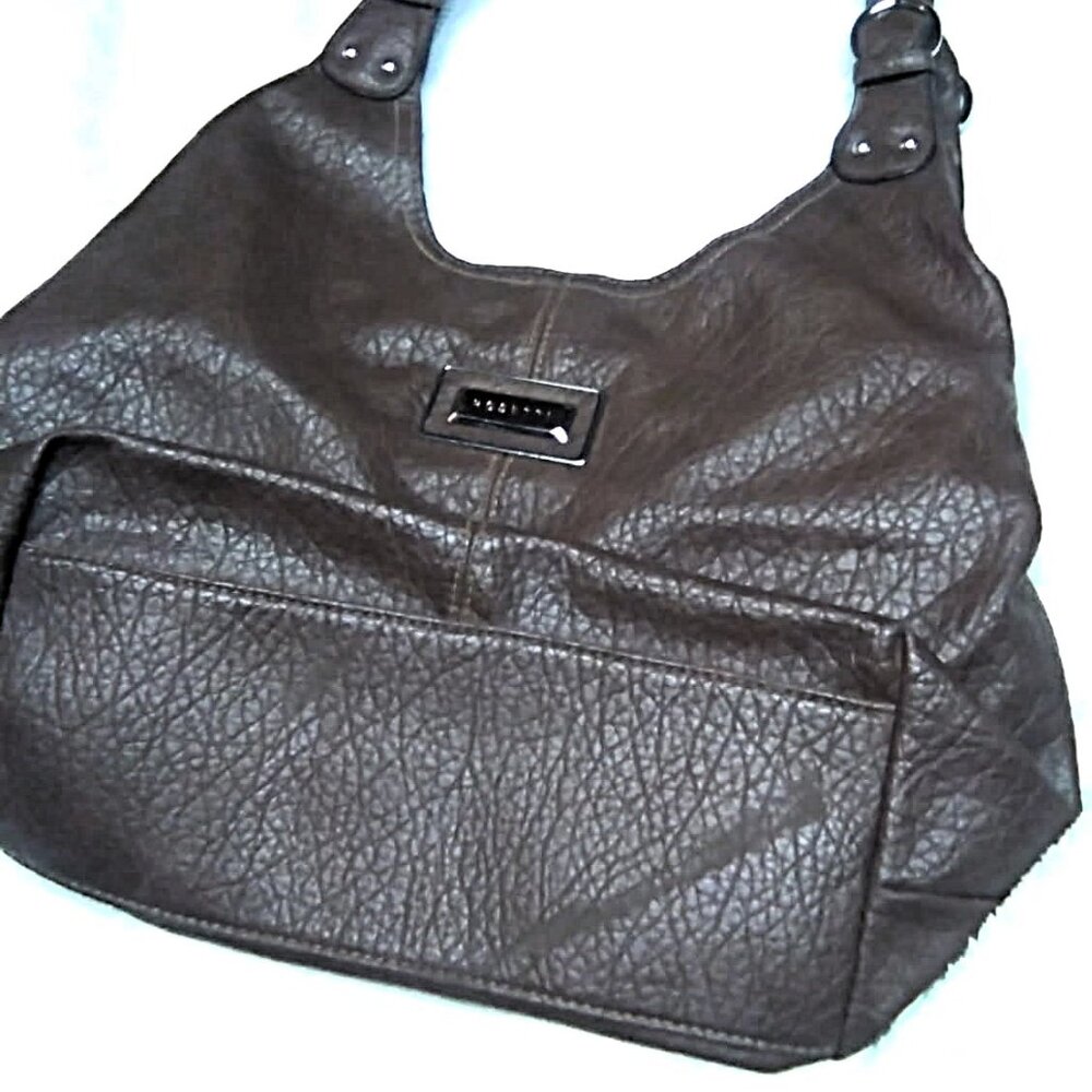 Brown leather handbag